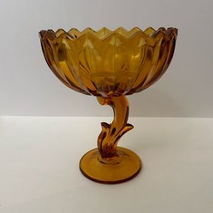 Vintage Large amber glass decorative bowl